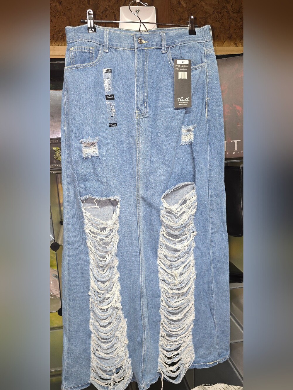 #88 Thrill Light Blue Denim Maxi Skirt with Tag